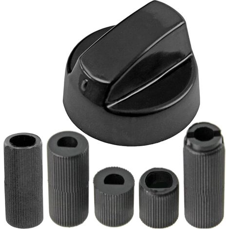 1 Bouton De Commande Universel Noir, 5 Axes Adaptateurs, Pour Four Cuisinière Plaque (1/5)