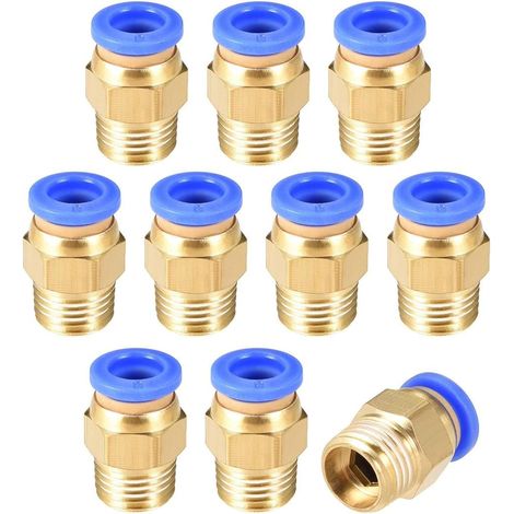 10 Pièces Raccord Pneumatique,Filetage 1/4 BSP Mâle,Tuyau 8mm OD,Alliage Laiton,Compresseurs Air,Automatisation Industrielle