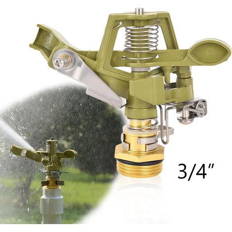 (3I4 Incn-1PCS) 1 arroseur pulsant en métal de 1/2 ou 3/4 pouce avec bras oscillant rotatif à 360° pour l'arrosage de pelouse et les systèmes d'irrigation de jardin. (1/5)