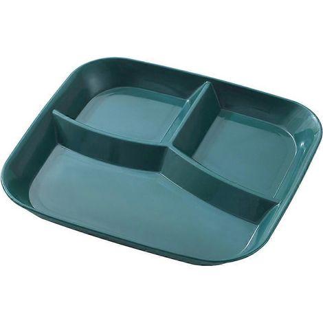 Assiette à petit-déjeuner en plastique, assiette à trois compartiments, assiette doseuse, plateau de conservation des aliments-25.5X23.5X1.5CM-Green