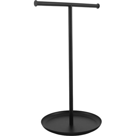 Présentoir à Boucles D'oreilles Forme de T en Métal Noir 31,5 Cm avec Plateau Rond pour Bracelets et Bagues, Porte-bracelets de Comptoir Robuste, Organiseur Bijoux Polyvalent (1/5)