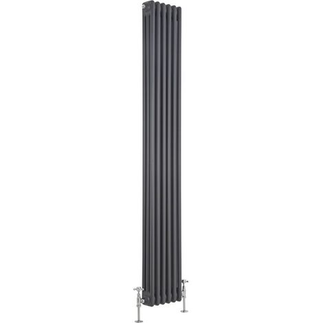 Milano Windsor Anthracite Cast Iron Style Triple Column Vertical Radiator - 1800mm x 290mm