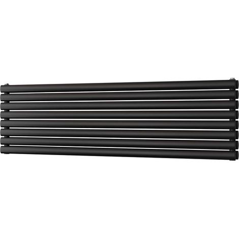 Omeara Axis - Black Horizontal Radiator H464mm x W1600mm Double Panel