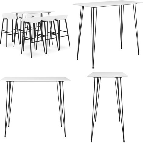 7-tlg. Bar-Set Weiß - Barhocker - Bartisch (1/5)