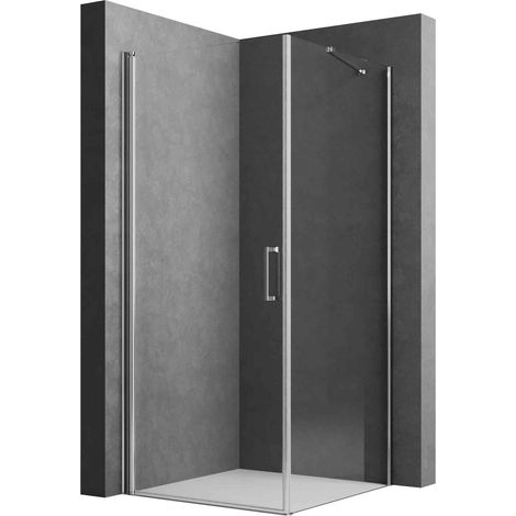 Duschkabine Pendeltür mit Seitenwand 90x90cm Eckeinstieg Glas Dusche Schwingtür Duschabtrennung Duschwand 195cm Höhe Nano