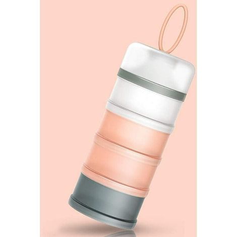 Distributeur de lait en poudre portable pour nourrissons pour bébé. Boîtes empilables. 4 couches de contenant céréales/aliments/fruits/collations Allaitement 480 ml (Rose) (1/5)