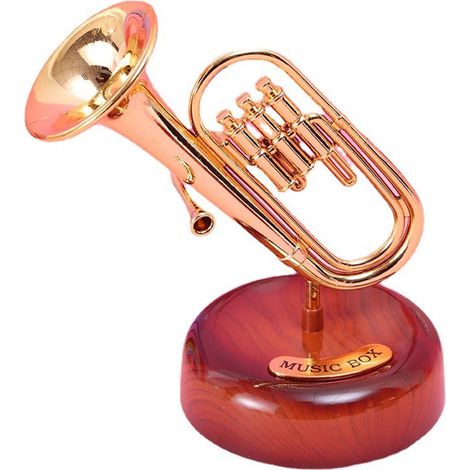 Boîte à musique trompette classique vintage artisanat exquis saxophone ornement instrument musical 2057 (1/5)