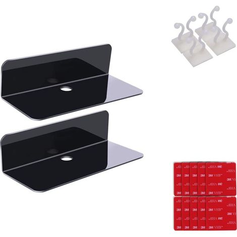 Lot de 2 étagères murales en acrylique noir, rangement mural moderne, organisation cuisine ou salle de bain (1/5)