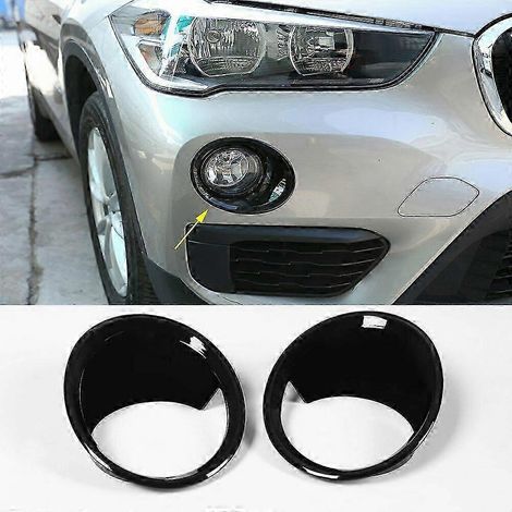 piezas de embellecedores de cubierta de faro antiniebla delantero negro brillante para BMW X1 F48 Edición 2016-2019 1023 (1/4)