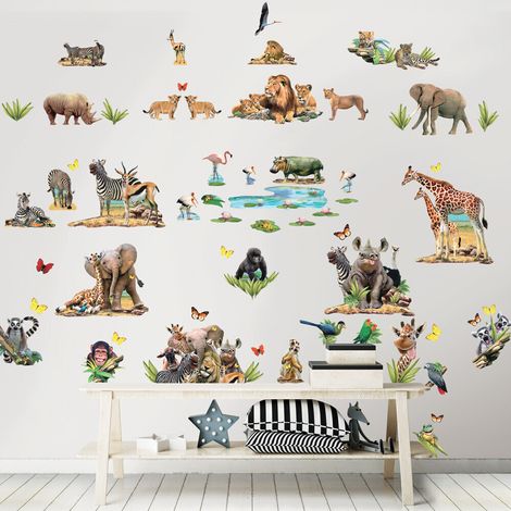 82 Stickers le monde de la jungle Safari (1/5)