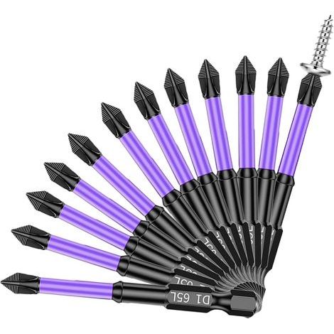 Set mit 12 magnetischen PH2-Schraubendreherbits mit 6,35 mm Sechskantschaft, rutschfestes Zubehör für elektrische Schlagbohrmaschinen (1/5)