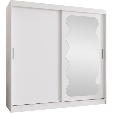 Armoire Hartford 578, Blanc, 200x200x62cm, Portes d'armoire: Coulissantes, Nombre d'étagères: 5
