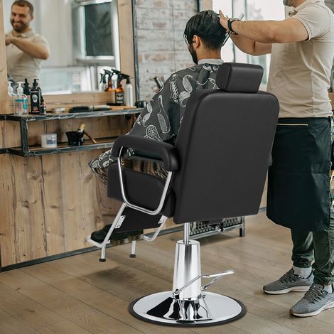 Chaise de Barbier Hydraulique Chaise de Salon de Coiffure Rotative à 360° Hauteur et Appui-tête Réglables Chaise de Tatouage avec Accoudoirs Noir (1/2)