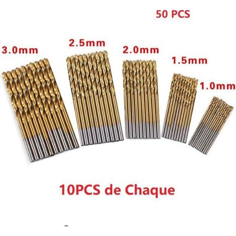 50PCS 1 - 3mm Foret hélicoïdal HSS Haute Acier Perceuse Pour Bois Plastique (1/3)