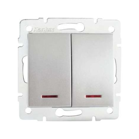 Interrupteur double à LED LOGI argent Kanlux 25189 (1/4)