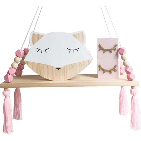 Étagère murale princesse avec corde et planche en bois pour chambre d'enfant - Déco style Instagram