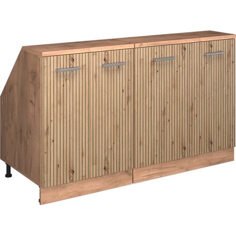Meuble sous pente R-Line, Chêne Artisan, 140cm Lot de 2 caissons 60 cm de profondeur, Vicco