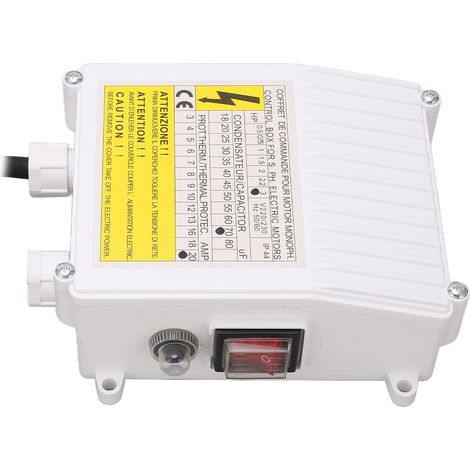 Coffret de commande pour pompe immergée domestique 2,2 kW 3 CV, interrupteur de contrôle submersible 70 µF 20 A, prise UE 220 V (1/5)