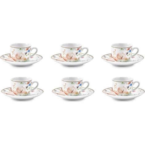 Fade set caffè Jasmine porcellana fine decoro floreale 6 persone