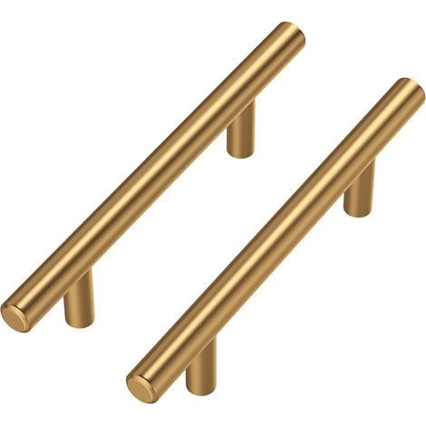 1 - Poignée Barre - Acier Inoxydable - Finition Dorée - Pour Meuble Et Armoire De Cuisine - Design Creux - 32x1,2cm (1/5)