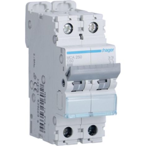 Hager interruttore automatico 2p 50a 6 ka c 2m mca250 (1/4)