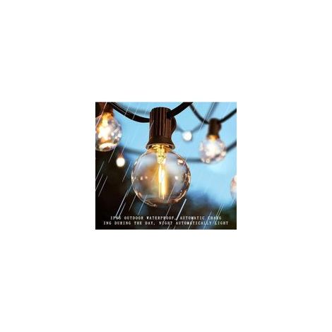 14,5 m lange G40 Solar-LED-Lichterkette, IP65 wasserdicht, mit 25 bruchsicheren Ersatzbirnen für Garten und Terrasse (1/4)