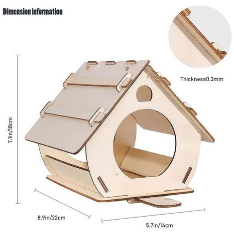 Hängendes Vogelhaus, Nistkasten aus Holz, Vogelunterstand, kleines Futterhaus, wetterfest, ideal für alle Größen, Garten, Außenbereich, Baum oder Balkon (1/5)