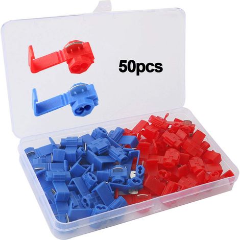 50-teiliges Abzweigverbinder-Set, Schnellverbinder, Kabelabzweig-Schnellverbinder, Drahtkabelverbinder, Verriegelungsklemme (Rot, Blau) (1/5)