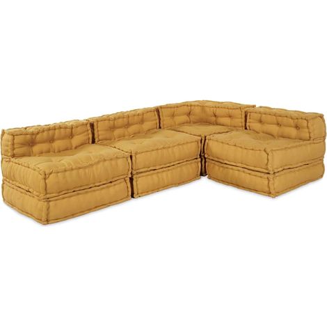 vidaXL Unité de canapé modulaire Tissu Jaune 210 x 140 x 56 cm