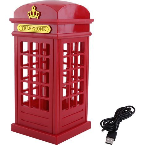 Rosvola Créatif rétro classique cabine téléphonique veilleuse capteur tactile réglable jaune LED lampe de bureau (1/5)