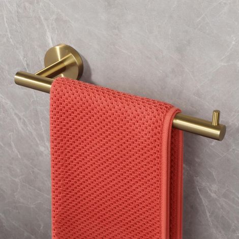 Porte Serviette Salle de Bain, Mural Porte-Serviettes de Salle de Bain en 304 Acier Inoxydable, Longeur 28CM, Pratique et Robuste, Or (1/5)