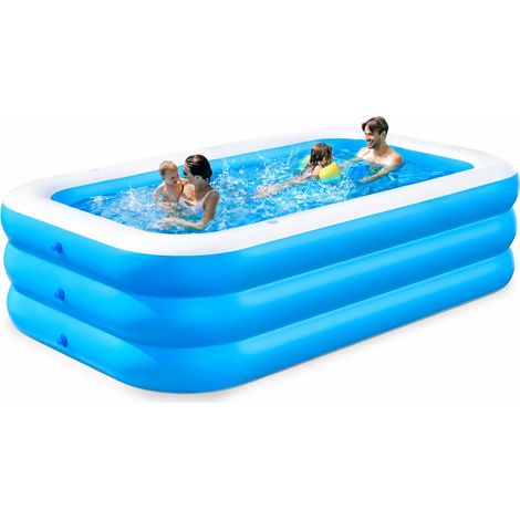 Shine Home Piscine Gonflable Familiale 300x170x56 cm, Piscine Hors Sol Épaissie pour Jardin & Cour, Bleu (1/5)
