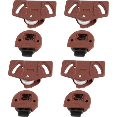 Lot de 4 paires de roulettes de porte coulissante : roues complètes de porte coulissante, loquet et kit d'engrenage pour meubles d'armoires et armoires plastique PA durable et nylon (1/5)