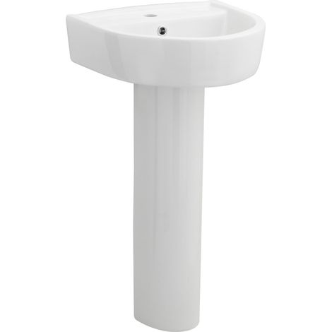 D Shape 1 Tap Hole Basin & Full Pedestal - 420mm - Balterley (1/2)