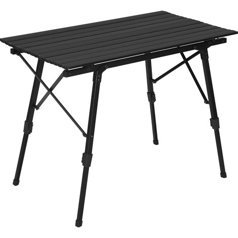 Table pliable multifonction pour camping – Support ordinateur / lit de camp, hauteur ajustable, bureau nomade pour pique-nique, rando, voyage – Noir (1/5)