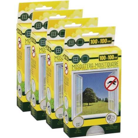 Lot de 4 Moustiquaire de Fenêtre 100 x 100 cm avec Fixation auto-agrippante, protection contre moustiques, mouches et araignées (1/5)