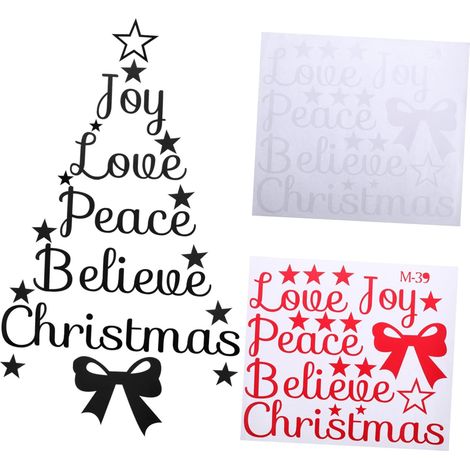 6pièces Autocollants Muraux De Noël Arbre Avec Mots De Bénédiction Décoration Murale Créative Pour Maison Salon Chambre Restaurants Et Événements Festifs (1/5)