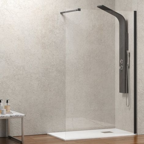 Parete doccia walkin 70 cm con profilo nero opaco KW-100B kamalu