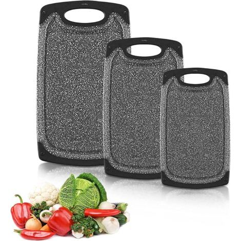 Lot de 3 Planches à découper,Alimentaires PP-Matériel,Planche à Découper de Cuisine, Antidérapante et Antibactérienne pour Viande,Légumes,Fruits