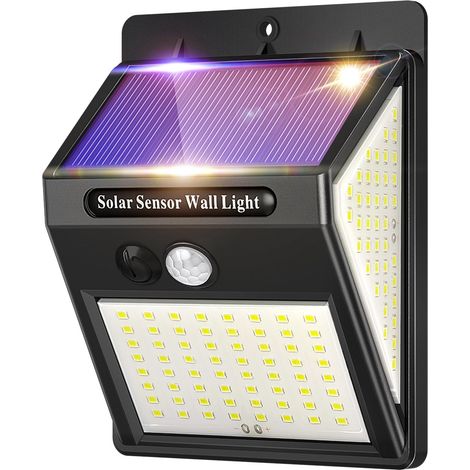Lampe Solaire Extérieur avec Détecteur de Mouvement,3 Modes,100 LED,Étanche et Sans Fil,Éclairage Mural pour Jardin (1/5)