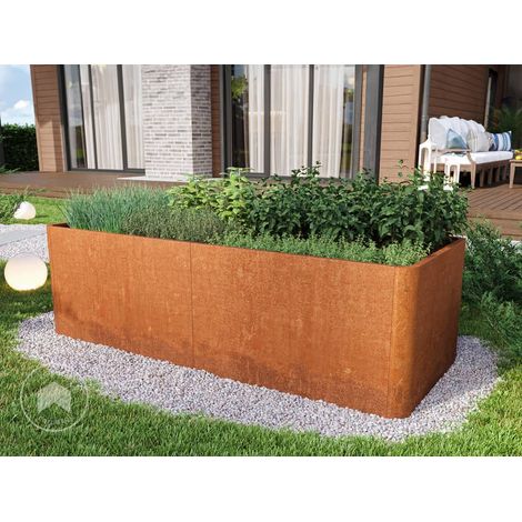 PRIMEYARD Huerto urbano MARIO, acero corten, 200x80x80 cm, Set con base perforada, aspecto óxido (1/5)