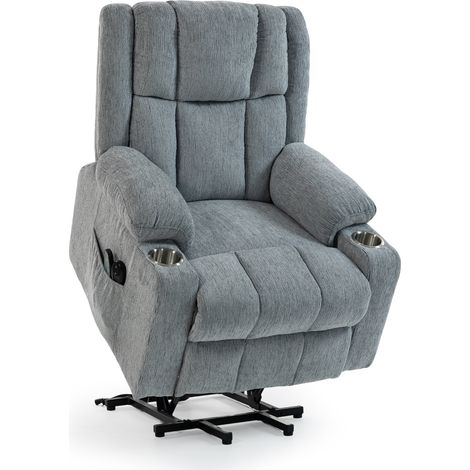 Poltrona relax massaggiante elettrica 91x84x106 cm velluto grigio chiaro con alzata - CHICFURN (1/5)