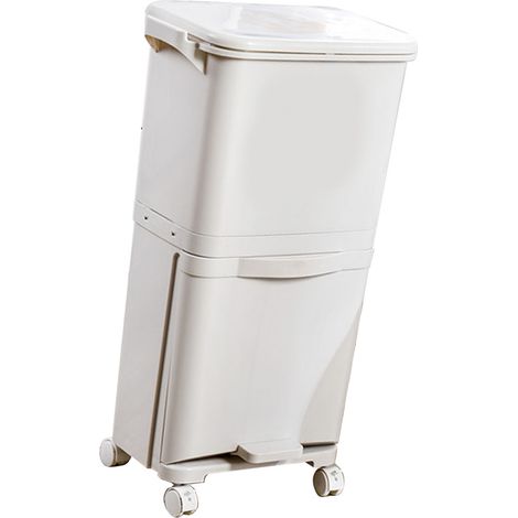 Poubelle de tri sélectif grande capacité, surélevée et mobile, 2 niveaux, 29 L, 36 x 26 x 77 cm
