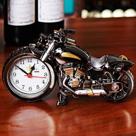 Vintage-Motorradwecker aus Kunststoff mit Quarzwerk und mehreren Alarmen, 230 x 130 x 60 mm, für Büro und Dekoration