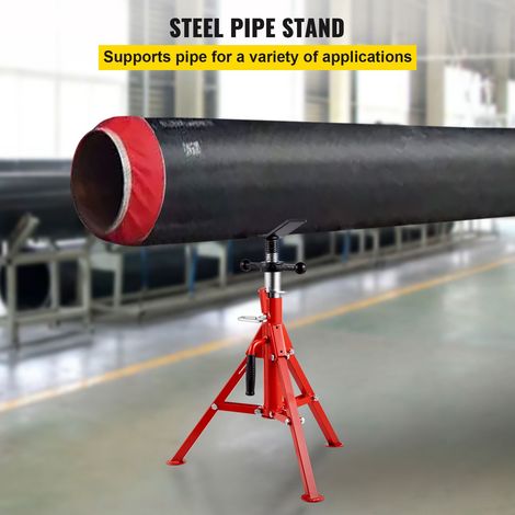 Support tuyau tete en V 0,3-30 cm, hauteur reglable 61-107 cm, tréteau plombier 1134 kg, pliant transportable, acier carbone robuste (1/5)