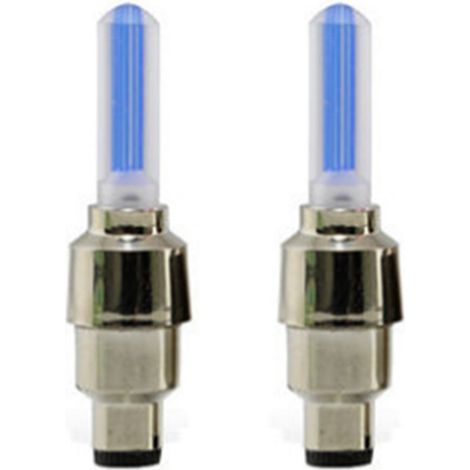 Lumière de roue de moto, 2 pièces, capuchon de tige de Valve de pneu, lampe de conduite de nuit, décoration universelle pour voiture, vélo, bleu (1/5)