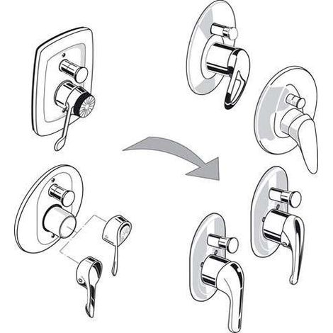 Ideal Standard Unterputz-Bausatz Ersatzteil, mit Adaptionsteile für Kartusche Ø 53 mm oder 47 mm