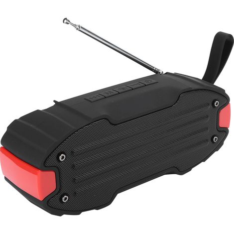 Enceinte Bluetooth sans fil avec basses, idéale pour le cyclisme en extérieur, avec carte de rangement, radio FM et boîtier haut-parleur rouge. (1/5)