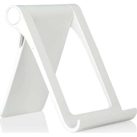 Blanc Support Ajustable et Portable pour Tablette, liseuse et Smartphone (1/5)