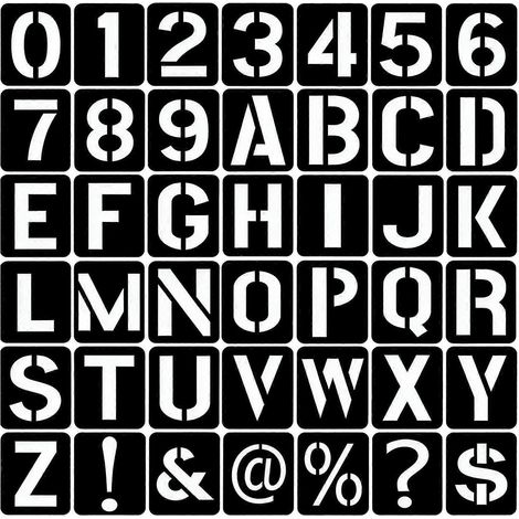 42 Stück 7,6 cm große Alphabet-Buchstaben-Schablonen, große Zahlen-Schablonen, wiederverwendbare Kunststoff-Alphabetvorlagen für Holz, Wände, Stoff, Steine, Schilder, Tür, Veranda, Kreidetafel (1/4)